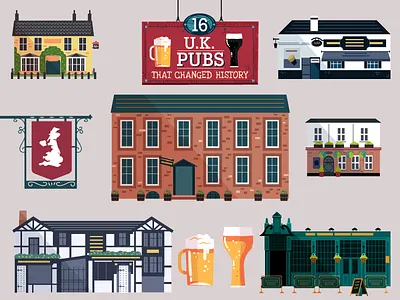 :::UK Pubs::: alcohool beer building infographic pub sign