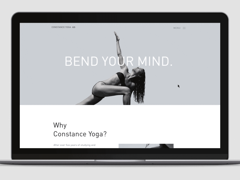 Constance Yoga Parallax Desktop animation icon menu mobile navigation parallax responsive scroll single page ui ux web