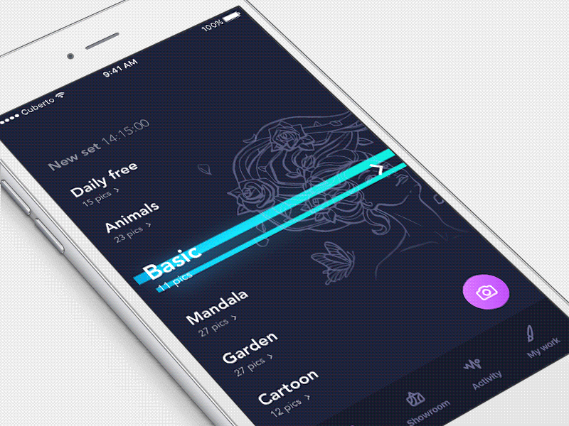 Coloring app concept animation app color cuberto design icon ios iphone motion ui ux