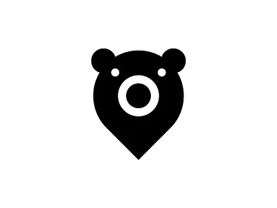 Bear + Pin bear design logo minimalistic pin pointer