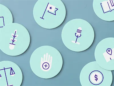 Icon Set book flag hand icon map microphone money plant scale