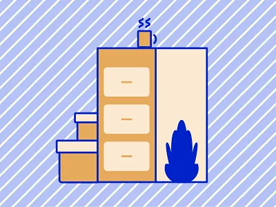 Werk boxes coffee cute outline patterns plant spot illustration steam stripes vector