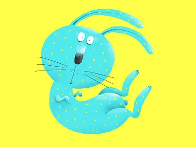 Flying rabbit childrens illustration ipad pro procreate rabbit