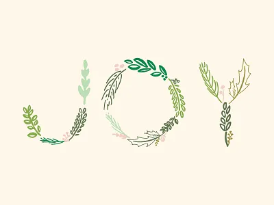Leaf Lettering Joy bough branches christmas doodles erika firm holiday holly joy leaves wreath