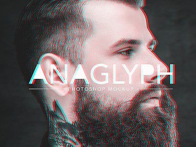 Anaglyph Photoshop Mockup 3d anaglyph effect mockup