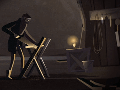 Craft [gif] animation beard craft hammer light man night old wood