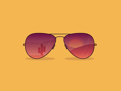 30 Minute Challenge - Sunglasses 30 minute challenge 30minute cactus challenge desert gradient illustration sunglasses sunset