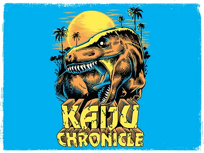 Kaiju Chronicle brush dinosaur illustration ink trex tshirt