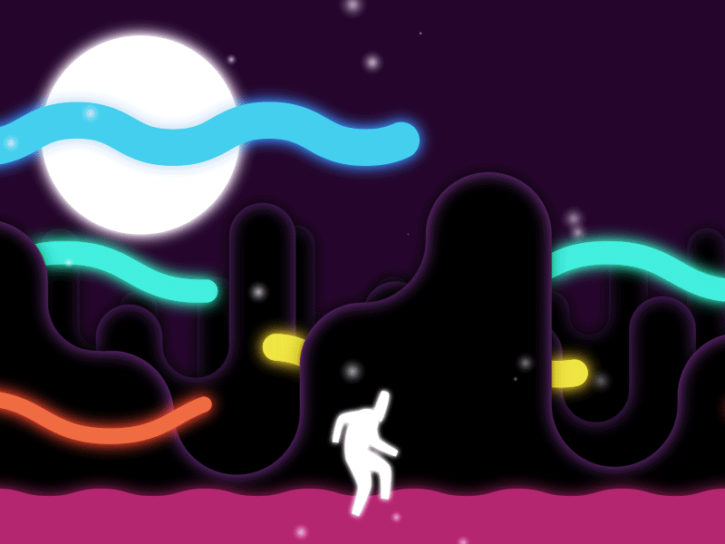 Glow World alien animated glow light motion moving neon planet space strange walking world