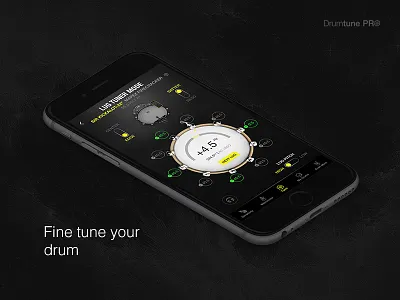 Fine Tuner for PRO Drummers [Drumtune PRO] advanced dark drum ios kick lugs menu meter mode snare tom tuner