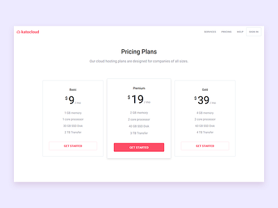 Pricing Table clean cloud landing page plans pricing ui ux web design