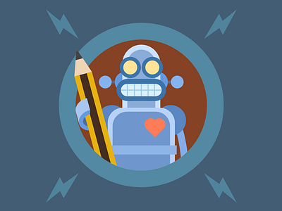 Digital illustration icon affinity designer digital illustration flat design icon illustration pencil robot vector