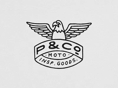 P&Co MOTO INPS. GOODS LOGO branding custom lettering design hand drawn lettering lock up