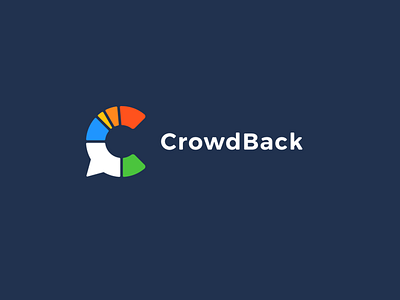 CrowdBack blue brand branding font identity logo logotype orange sign statistics white