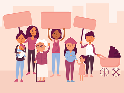 Angry moms protesting illustration kids moms protest rights