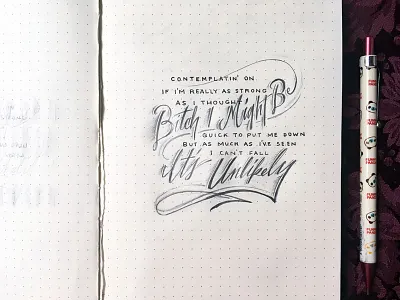 Lettering Lyrics, 6LACK - Alone / EA6 blackletter calligraphy flourish lettering script typography