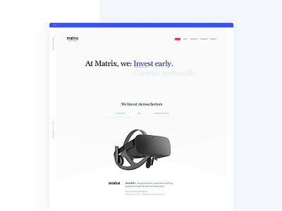 Homepage concept homepage ik blue landing page oculus tabs typography ui vc venture capital website