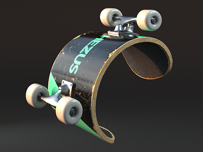 Skate Time 3d cg cinema 4d dark hezus logo octane render wheels wood