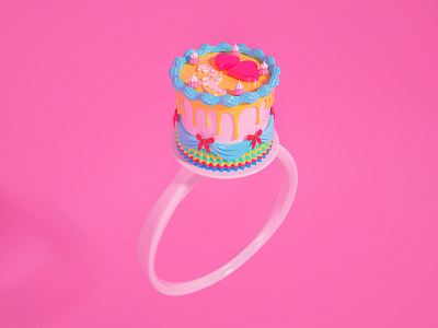 脑洞奏鸣曲十日谈之Ring 3d c4d cake food heart love mind blowing pop sexy wedding