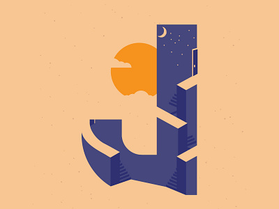 letter J 36daysoftype desigin dribble home illustrate illustration letter orange prespective shadow sun vector