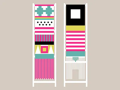 The Lab colours dots installation neon colours shoe stripes weaving