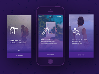 Phototeller app | Walkthrough screens app screens start uiux walkthrough