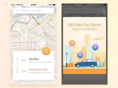 2♥——Taxi system illustration app car destination didi illustration taxi ui
