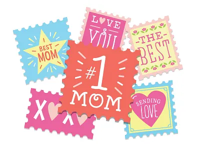 Stamps for Mom ecard hallmark illustration love mom mothers day postcard stamp