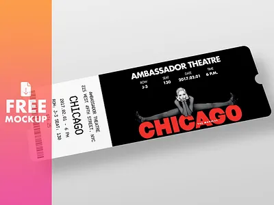 Ticket Mockup adobe cinema design download free freebie mockup photoshop psd template theatre ticket