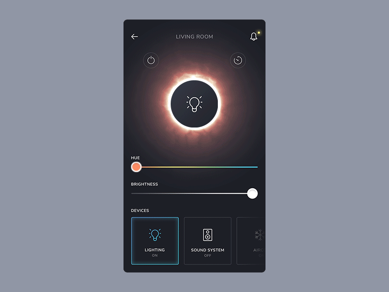 Smart Home Lighting app dark design flat home ios iphone lighting mobile smart ui ux