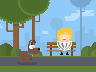 Park Life Still character dog flat design girl illustration park summer