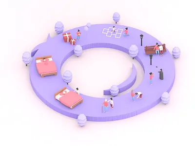 Circle Of Life 3d character day gifts isometric model mom mother mothers trees