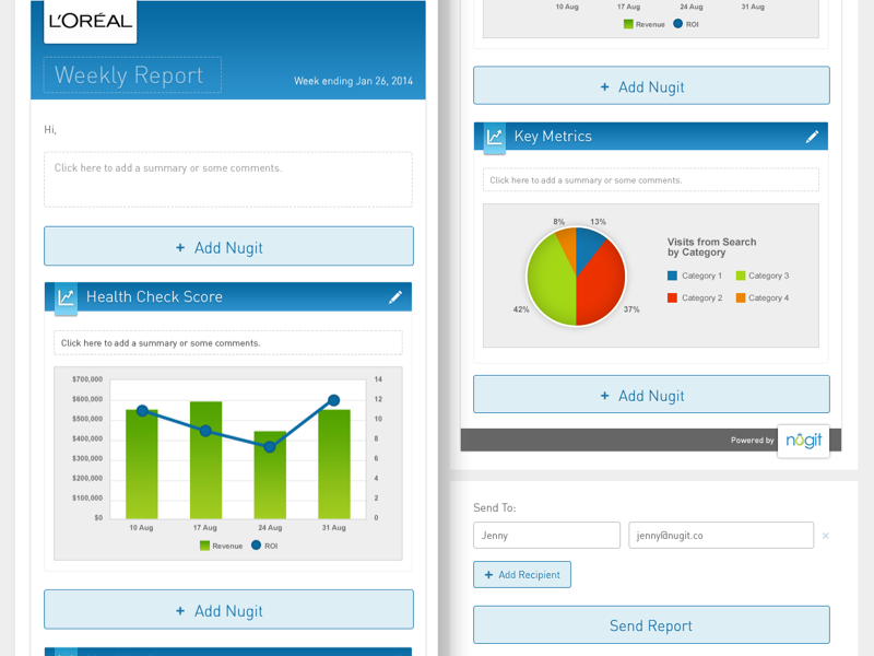 Example of Nugit CMS Report Builder UX UI Design