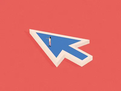 Click click computer cursor design digital flat girl illustration online vector