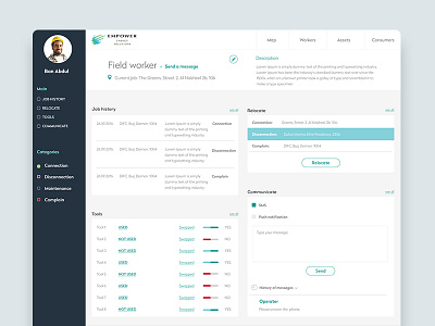 Dashboard - contractor company contractor dashboard field table ui worker