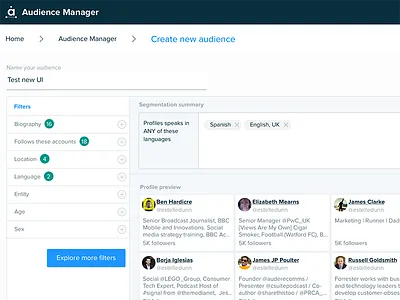 Basic filter UI wizard