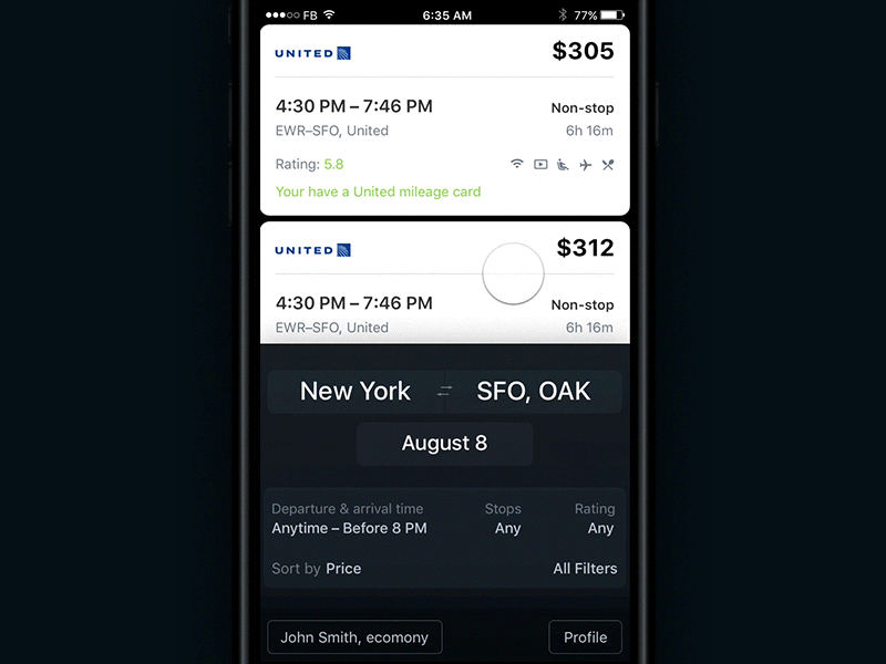 Flight booking app Dark concept app bottom oriented flight ios ui ux