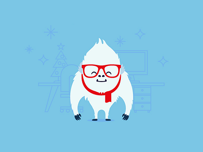 Yeti in office character design illustration mascot office yeti