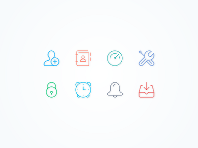 Simple UI Icons address book alarm clock download gauge icon icons line icons notification padlock settings ui icons user
