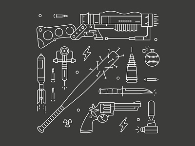 Fallout 4 Icons - Part I fallout game gun icon iconography illustration laser logo simple weapon wip