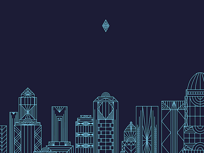 Rooftop Skyline art deco illustration