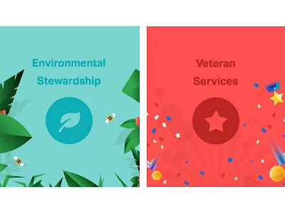 Unused Illustrations awards bees confetti environment medals plants veterans