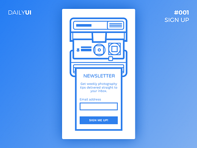 DailyUI #001 - Photography Newsletter Sign Up blue dailyui flat illustration mobile outline sign up