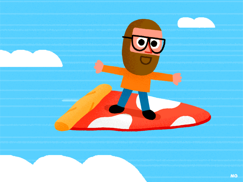 Yesterday I had a dream... animation character children fly food gif illustration loop motion pizza sky
