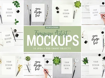 Feminine Artist Mockup artist female feminine mockup print quote stock styled