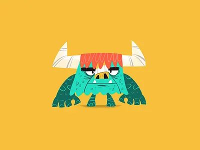 KNEEL Bullstone character design horns illustration junkykid