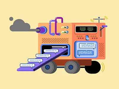 Chatbot 9000 buttons chatbot chatting cloud freckles function ibm knobs levers machine robot