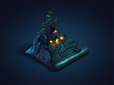 Viking Tavern House - Hey, Let's start a fight! NIGHT house illustration isometric tavern viking