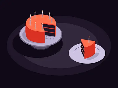 Everyone can agree on cake candles cake flame frosting isometric plate sentry