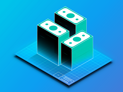 financial planning blue blueprint finance graphic green grid illustration isometric money